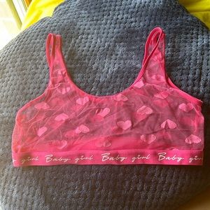 Lace see through PINK bra